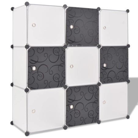 vidaXL Regalsystem Würfelregal mit 9 Fächern Schwarz und Weiß