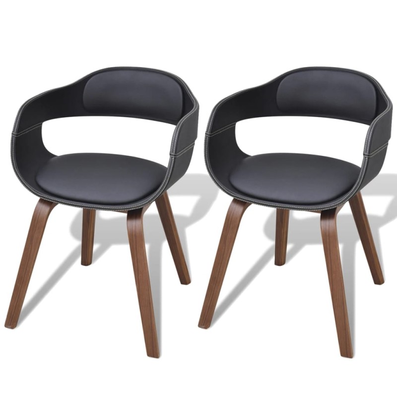 Esszimmerstühle 2 Stk. Schwarz Bugholz und Kunstleder Esszimmerstühle 2 Stk. Schwarz Bugholz und Kunstleder