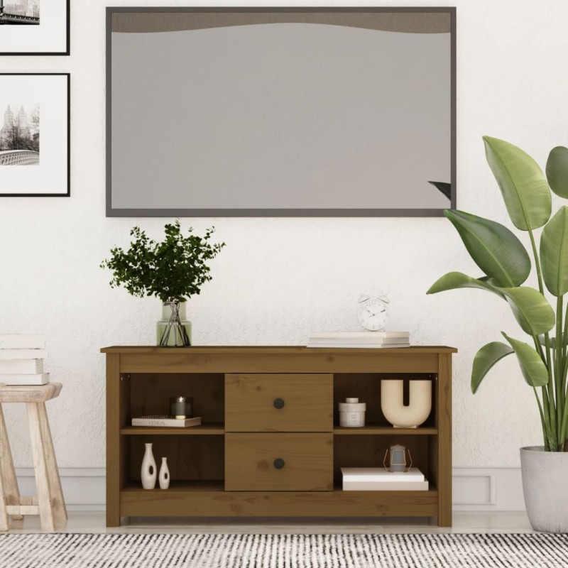 vidaXL TV-Schrank Honigbraun 103x36,5x52 cm Massivholz Kiefer vidaXL TV-Schrank Honigbraun 103x36,5x52 cm Massivholz Kiefer