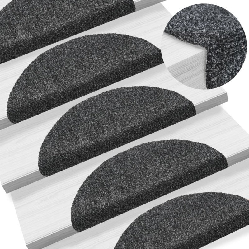 vidaXL Selbstklebende Treppenmatten 10 Stk. Dunkelgrau 56x17x3 cm vidaXL Selbstklebende Treppenmatten 10 Stk. Dunkelgrau 56x17x3 cm