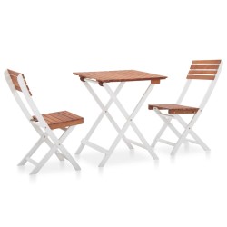 vidaXL 3-tlg. Bistro-Set Massivholz Akazie Dunkelbraun und Weiß