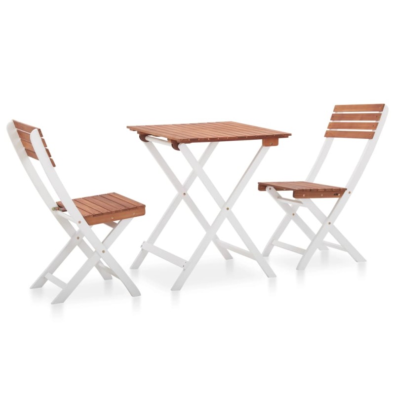 vidaXL 3-tlg. Bistro-Set Massivholz Akazie Dunkelbraun und Weiß vidaXL 3-tlg. Bistro-Set Massivholz Akazie Dunkelbraun und Weiß