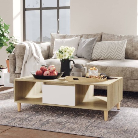 vidaXL Couchtisch Weiß und Sonoma-Eiche 103,5x60x35 cm Holzwerkstoff