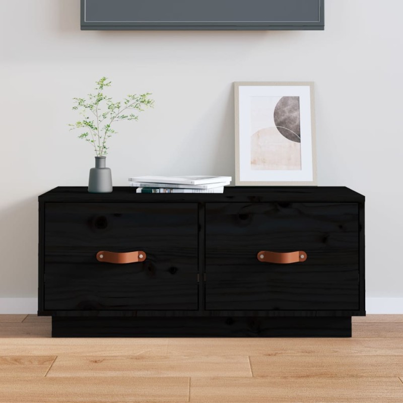 vidaXL TV-Schrank Schwarz 80x34x35 cm Massivholz Kiefer vidaXL TV-Schrank Schwarz 80x34x35 cm Massivholz Kiefer