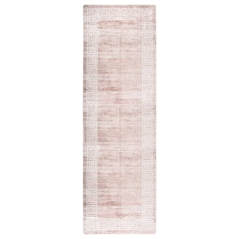 vidaXL Teppich Waschbar 80x300 cm Beige Rutschfest