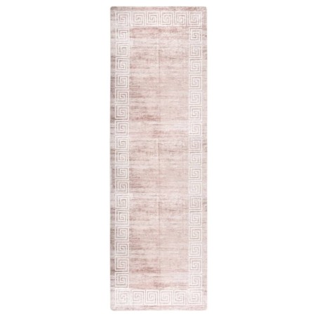 vidaXL Teppich Waschbar 80x300 cm Beige Rutschfest