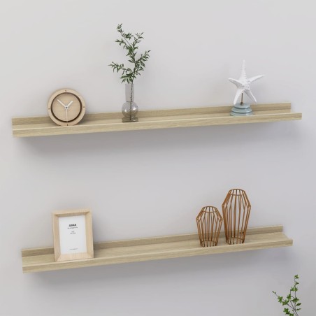 vidaXL Wandregale 2 Stk. Sonoma-Eiche 80x9x3 cm