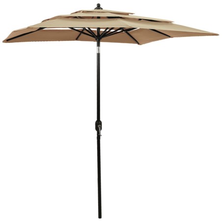 vidaXL Sonnenschirm mit Aluminium-Mast 3-lagig Taupe 2x2 m