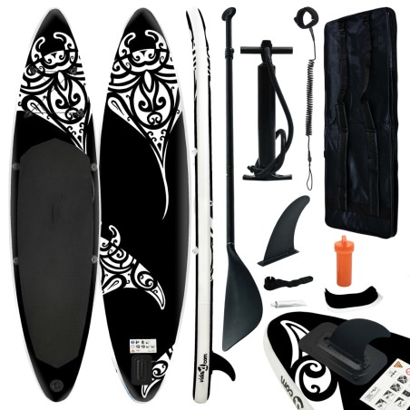 vidaXL Aufblasbares Stand Up Paddle Board Set 366x76x15 cm Schwarz