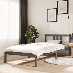 vidaXL Massivholzbett Grau 90x200 cm