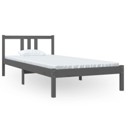 vidaXL Massivholzbett Grau 90x200 cm