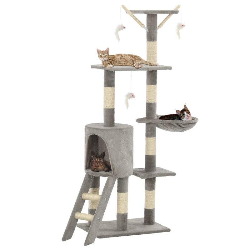 vidaXL Katzen-Kratzbaum mit Sisal-Säulen 138 cm Grau vidaXL Katzen-Kratzbaum mit Sisal-Säulen 138 cm Grau