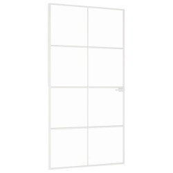 vidaXL Innentür Weiß 102x201,5 cm Hartglas & Aluminium Schlank