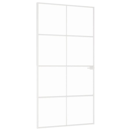 vidaXL Innentür Weiß 102x201,5 cm Hartglas & Aluminium Schlank