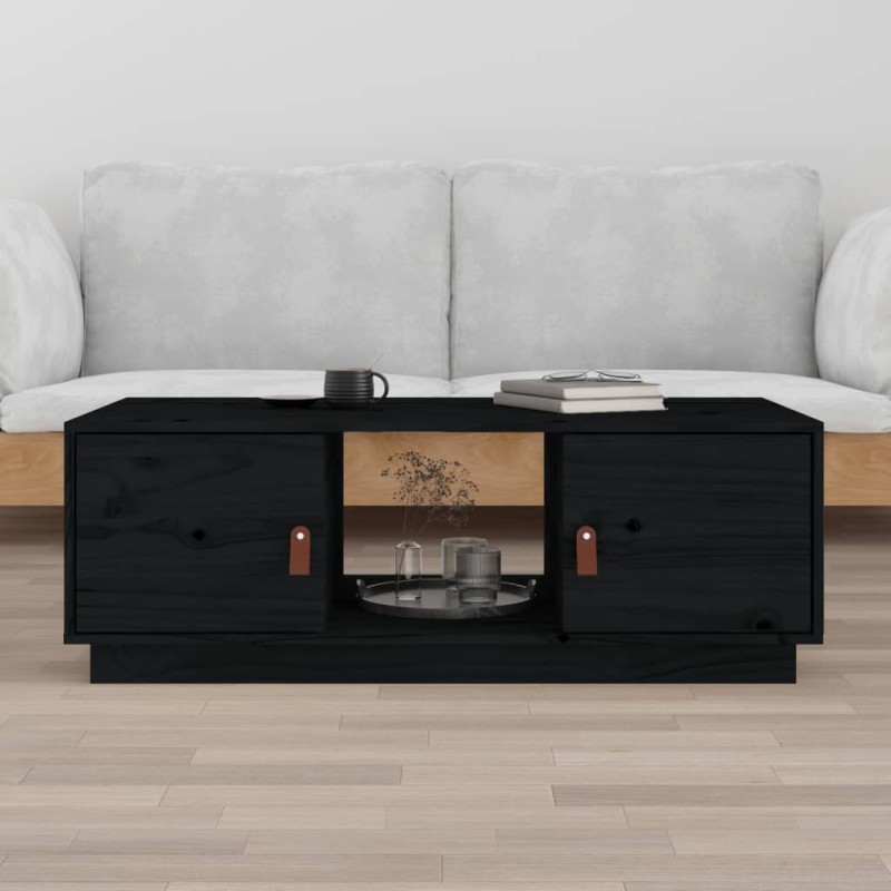 vidaXL Couchtisch Schwarz 100x50x35 cm Massivholz Kiefer vidaXL Couchtisch Schwarz 100x50x35 cm Massivholz Kiefer