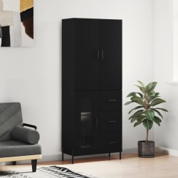 Highboard Schwarz 69,5x34x180 cm Holzwerkstoff