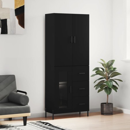 Highboard Schwarz 69,5x34x180 cm Holzwerkstoff