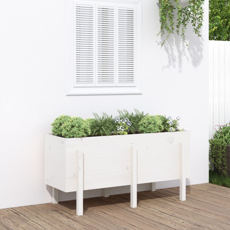 vidaXL Hochbeet Weiß 121x50x57 cm Massivholz Kiefer vidaXL Hochbeet Weiß 121x50x57 cm Massivholz Kiefer