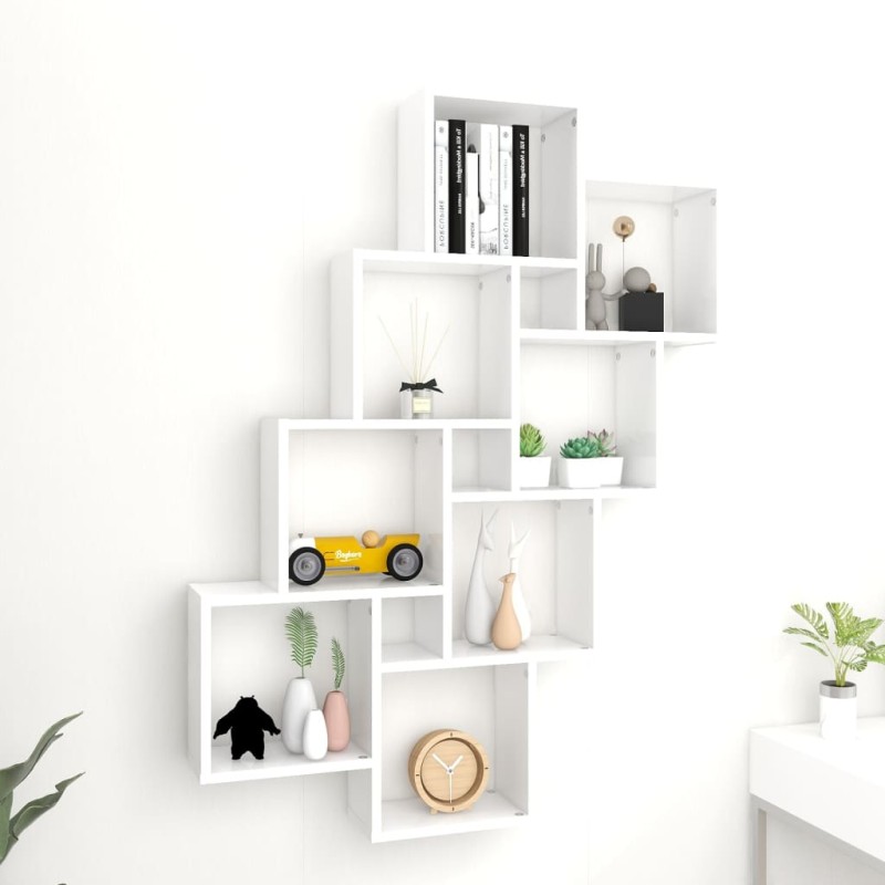 vidaXL Würfelregal Weiß 90x15x119 cm Holzwerkstoff vidaXL Würfelregal Weiß 90x15x119 cm Holzwerkstoff
