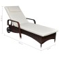 Sonnenliege mit Polster & Rollen Poly Rattan Braun Sonnenliege mit Polster & Rollen Poly Rattan Braun