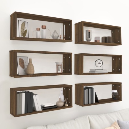 vidaXL Würfelregale 6 Stk. Braun Eiche 60x15x23 cm Holzwerkstoff
