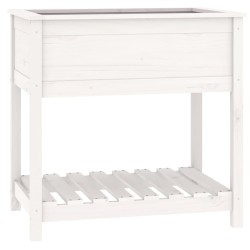 vidaXL Pflanzkübel mit Ablage Weiß 82,5x54x81 cm Massivholz Kiefer