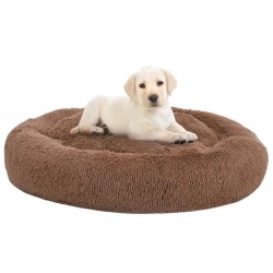 vidaXL Waschbares Hunde- & Katzenkissen Braun 90x90x16 cm Plüsch