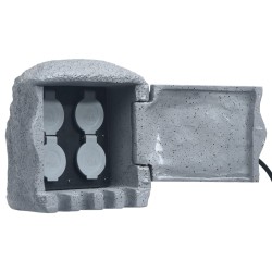 vidaXL Gartensteckdose 4-fach Fernbedienung Polyresin Grau 