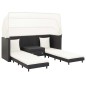 vidaXL Ausziehbares 3-Sitzer-Schlafsofa mit Dach Poly Rattan Schwarz vidaXL Ausziehbares 3-Sitzer-Schlafsofa mit Dach Poly Rattan Schwarz