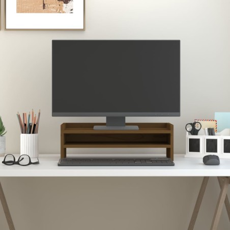 vidaXL Monitorständer Honigbraun 50x24x16 cm Massivholz Kiefer