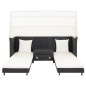 vidaXL Ausziehbares 3-Sitzer-Schlafsofa mit Dach Poly Rattan Schwarz vidaXL Ausziehbares 3-Sitzer-Schlafsofa mit Dach Poly Rattan Schwarz