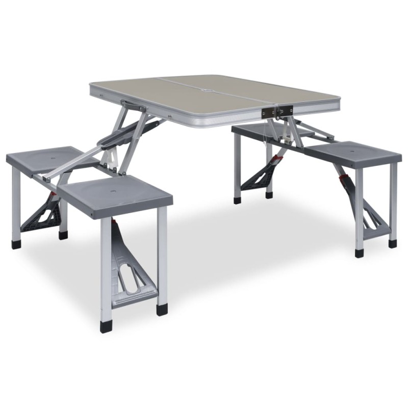 vidaXL Klappbarer Campingtisch mit 4 Sitzen Stahl Aluminium vidaXL Klappbarer Campingtisch mit 4 Sitzen Stahl Aluminium