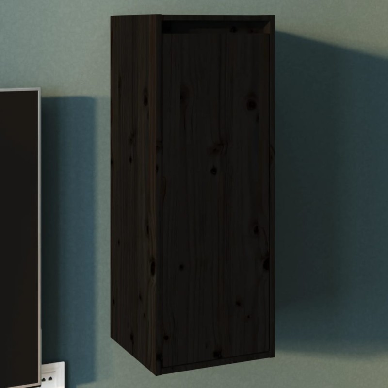 vidaXL Wandschrank Schwarz 30x30x80 cm Massivholz Kiefer vidaXL Wandschrank Schwarz 30x30x80 cm Massivholz Kiefer