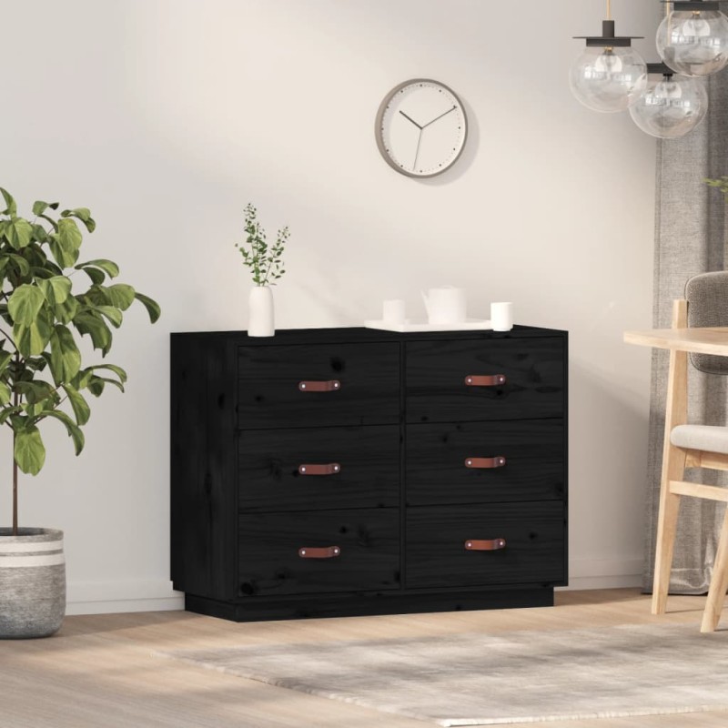 vidaXL Sideboard Schwarz 100x40x75 cm Massivholz Kiefer vidaXL Sideboard Schwarz 100x40x75 cm Massivholz Kiefer