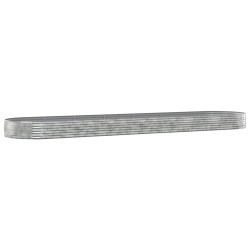 vidaXL Hochbeet Pulverbeschichteter Stahl 600x140x36 cm Silbern