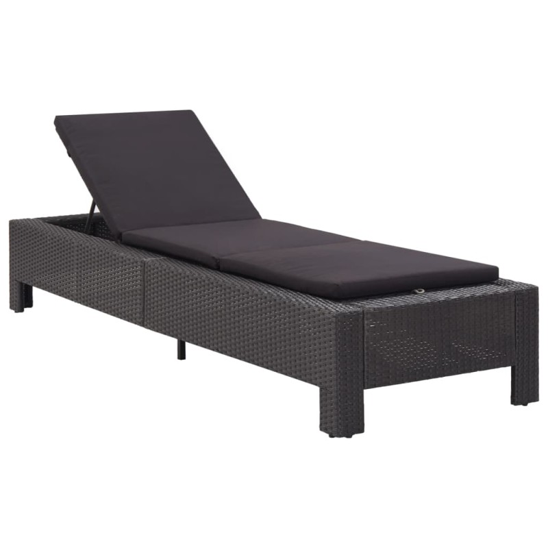 Sonnenliege mit Auflage Schwarz Poly Rattan Sonnenliege mit Auflage Schwarz Poly Rattan