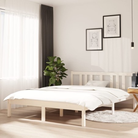 vidaXL Massivholzbett Weiß 140x190 cm