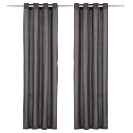 vidaXL Vorhänge mit Metallösen 2 Stk. Baumwolle 140 x 245 cm Anthrazit
