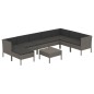 vidaXL 9-tlg. Garten-Lounge-Set mit Auflagen Poly Rattan Grau vidaXL 9-tlg. Garten-Lounge-Set mit Auflagen Poly Rattan Grau
