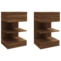 vidaXL Nachttische 2 Stk. Braun Eiche 40x35x65 cm Holzwerkstoff