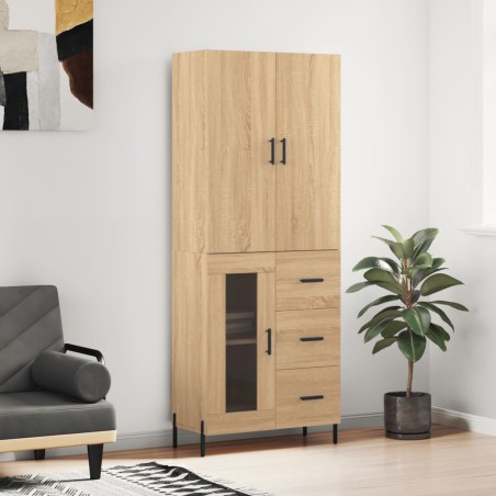 Highboard Sonoma-Eiche 69,5x34x180 cm Holzwerkstoff