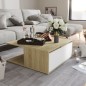 vidaXL Couchtisch Weiß und Sonoma-Eiche 80x80x31 cm Holzwerkstoff vidaXL Couchtisch Weiß und Sonoma-Eiche 80x80x31 cm Holzwerkstoff