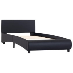 Bettgestell Schwarz Kunstleder 100 × 200 cm
