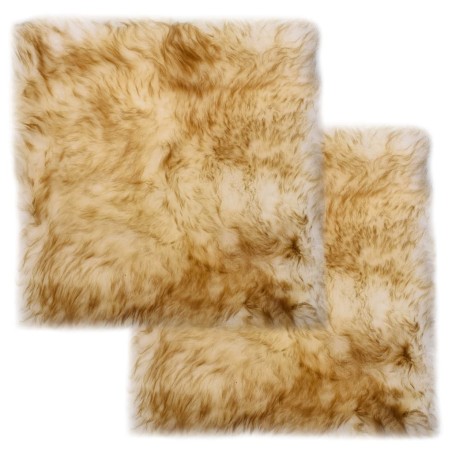 vidaXL Stuhlkissen 2 Stk. Braun Mélange 40×40 cm Echtes Schaffell