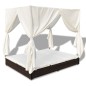 Outdoor-Loungebett mit Vorhang Poly Rattan Braun Outdoor-Loungebett mit Vorhang Poly Rattan Braun