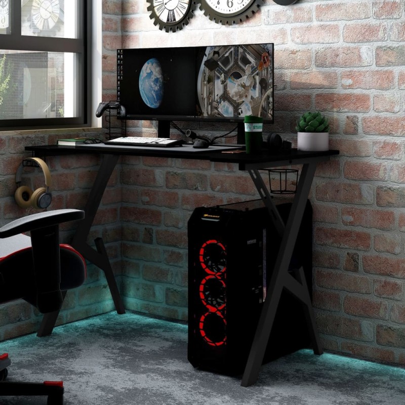 vidaXL Gaming-Schreibtisch mit Y-Gestell Schwarz 90x60x75 cm vidaXL Gaming-Schreibtisch mit Y-Gestell Schwarz 90x60x75 cm