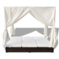 Outdoor-Loungebett mit Vorhang Poly Rattan Braun Outdoor-Loungebett mit Vorhang Poly Rattan Braun
