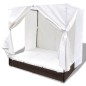 Outdoor-Loungebett mit Vorhang Poly Rattan Braun Outdoor-Loungebett mit Vorhang Poly Rattan Braun