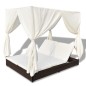 Outdoor-Loungebett mit Vorhang Poly Rattan Braun Outdoor-Loungebett mit Vorhang Poly Rattan Braun