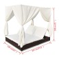 Outdoor-Loungebett mit Vorhang Poly Rattan Braun Outdoor-Loungebett mit Vorhang Poly Rattan Braun
